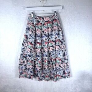 ASOS Skirt Floral Pleated Cottagecore Coquette Midi Size 4 Multicolor Womens